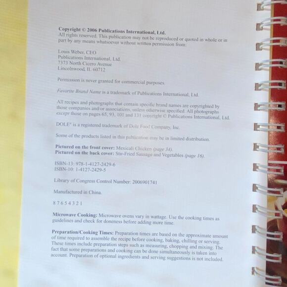 Incredibly Easy One Dish Cookbook 2006 Spiral Binding Hardcover Index Recipe - Picture 3 of 9